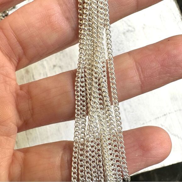 Silver tone double chain  tassel necklace - Picture 9 of 12